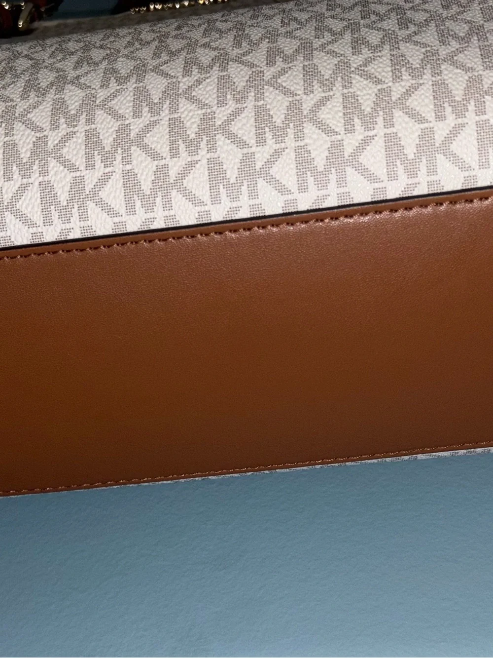 Michael Kors Cream Logo Tote with Brown Leather Straps - Picture 3 of 6